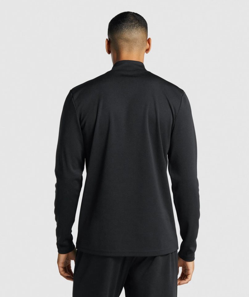 Men's Gymshark Arrival 1/4 Zip Sweatshirts Black | CA 16N837